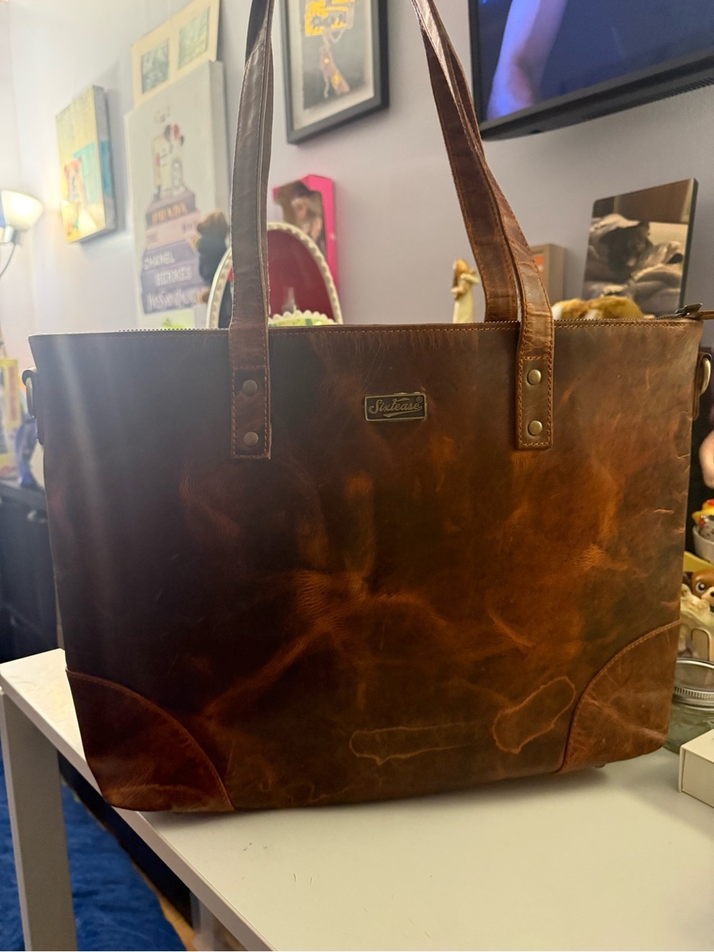 Sixtease Brown Leather Work Bag/Tote